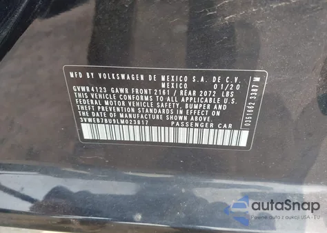 2020 Volkswagen Jetta 1.4T Sel from USA, damaged, VIN 3VWEB7BU9LM023817